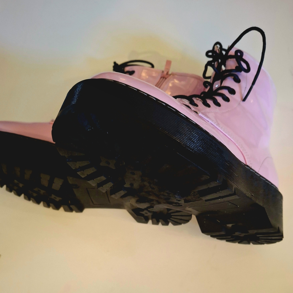 Steve Madden Pink Lace-Up Combat Boots - Picture 3 of 4